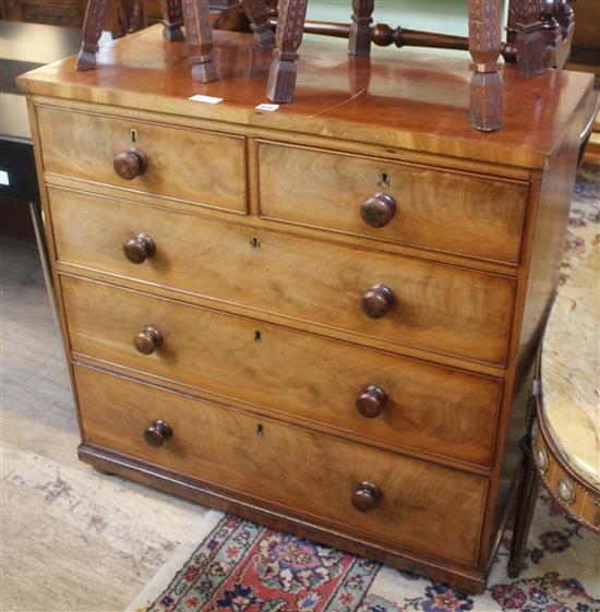 19th century mahogany chest of two short and three long drawers